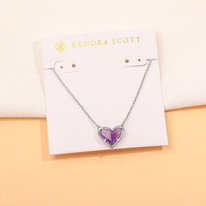 NEW Kendra Scott Ari Heart Silver Amethyst Necklace